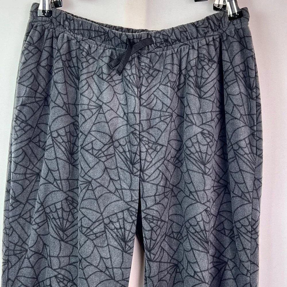 Cat & Jack Kids Halloween Fleece Pajama Pants Gray Spiderweb Print  S 6/7 NWT